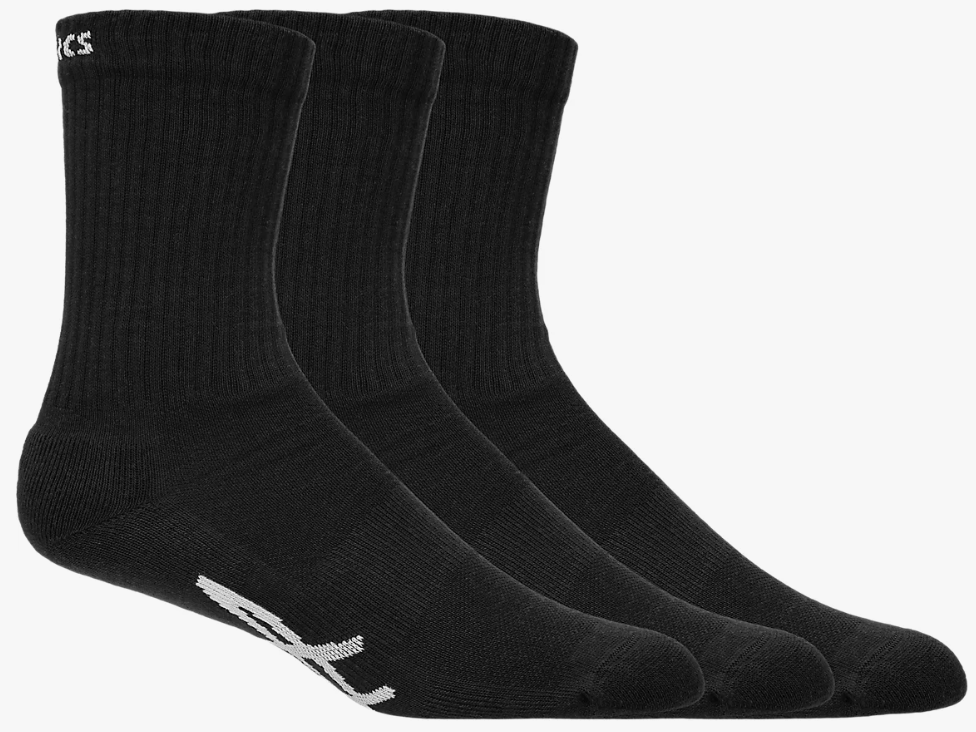 3 PACK CREW SOCK ASICS MULTI-SPORT CUSHIONED BLACK