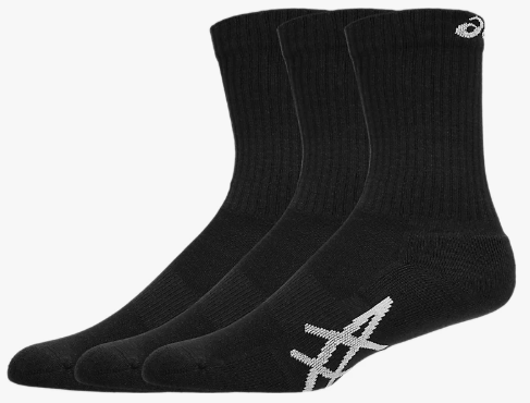 3 PACK CREW SOCK ASICS MULTI-SPORT CUSHIONED BLACK